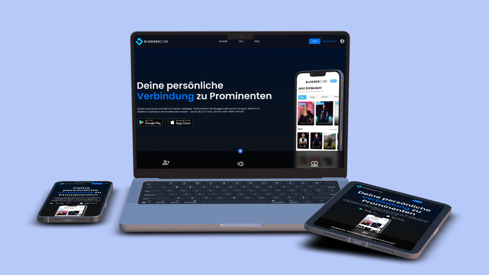 Website von Bloggercube im responsiven Design auf allen Endgeräten